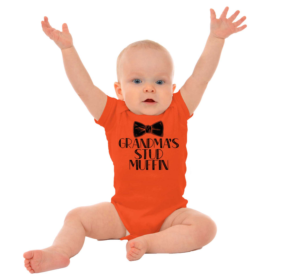 Grandma's Stud Muffin Romper Bodysuit-Direct To Garment Print-Brisco Baby