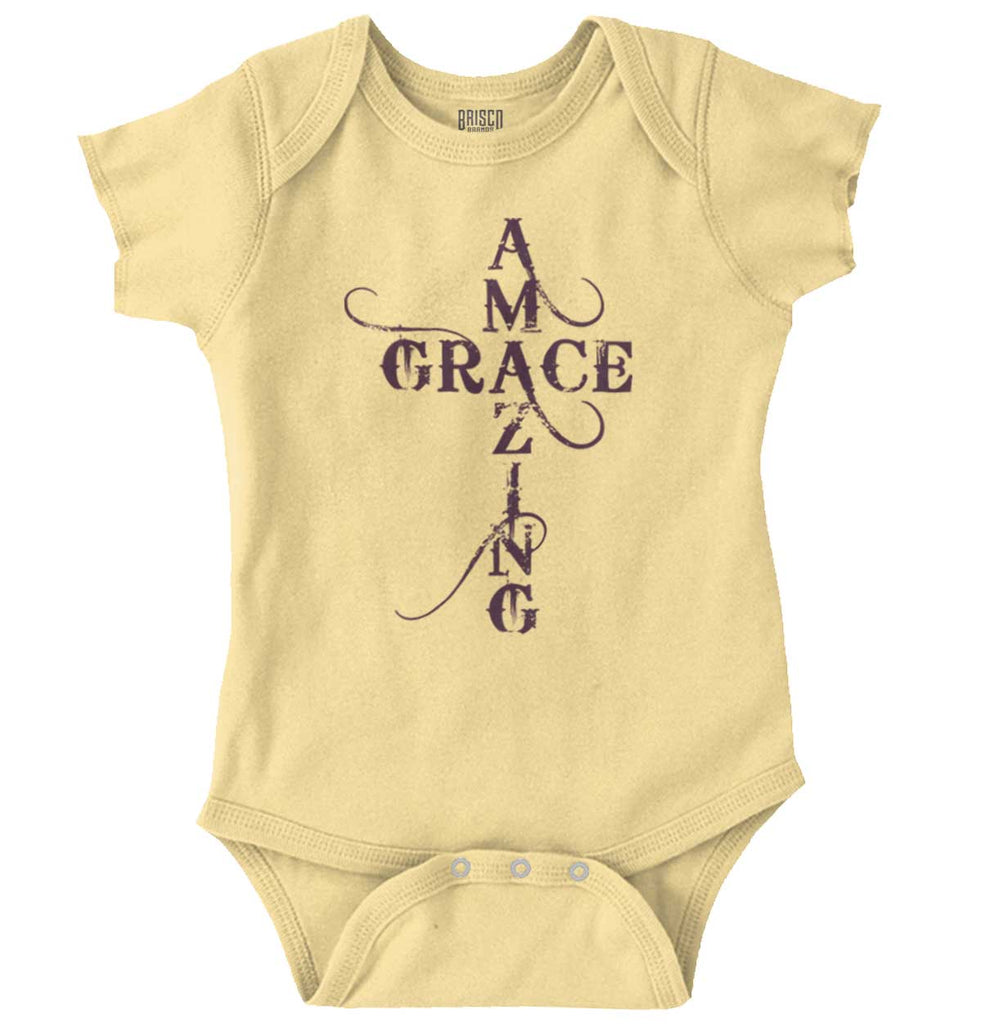 Amazing Grace Script Romper Bodysuit-Direct To Garment Print-Brisco Baby