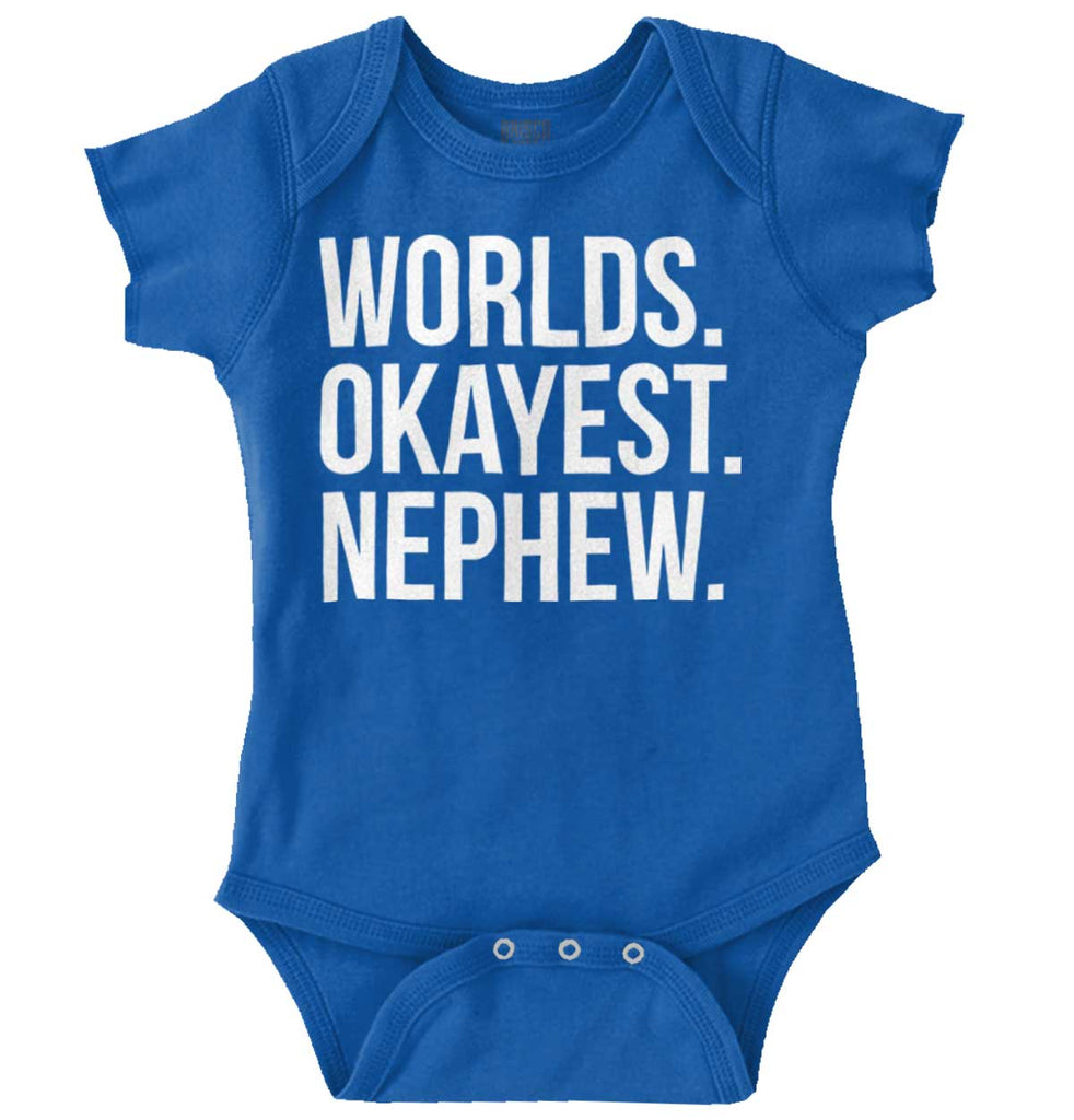 Worlds Okayest Nephew Romper Bodysuit-Direct To Garment Print-Brisco Baby