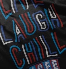 Live Laugh Chill Toddler Ruffle Bottom Tee-Direct To Garment Print-Brisco Baby