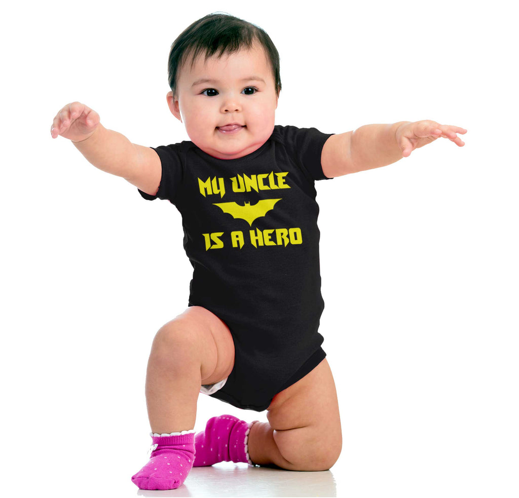 Uncle Is Bat Hero Romper Bodysuit-Direct To Garment Print-Brisco Baby