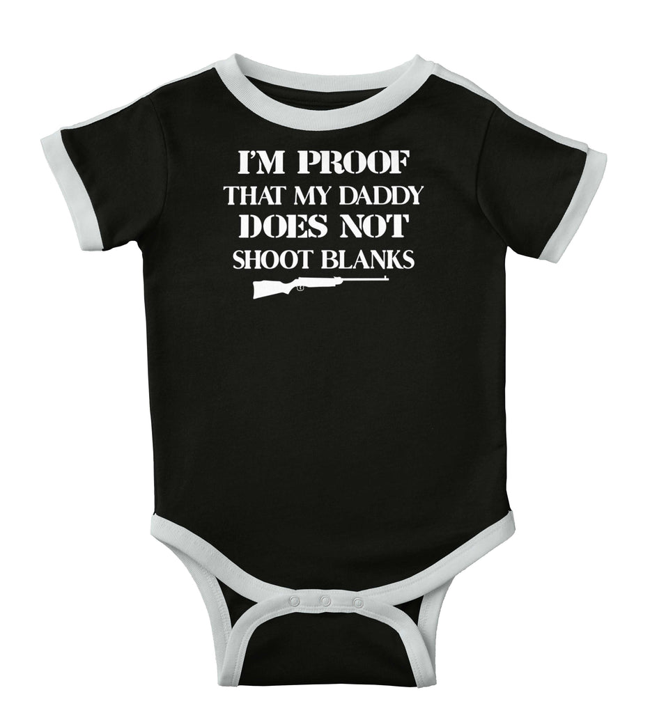 Shoot Blanks Ringer Romper Bodysuit-Direct To Garment Print-Brisco Baby