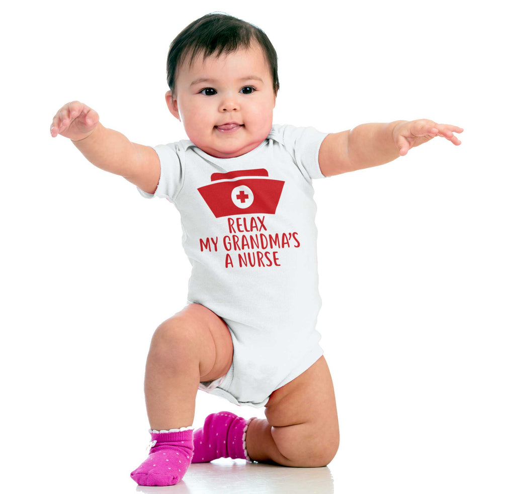 Relax My Grandma's A Nurse Romper Bodysuit-Direct To Garment Print-Brisco Baby