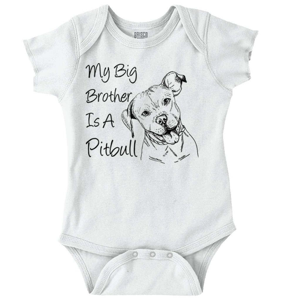 Brother is a Pitbull Romper Bodysuit-Direct To Garment Print-Brisco Baby