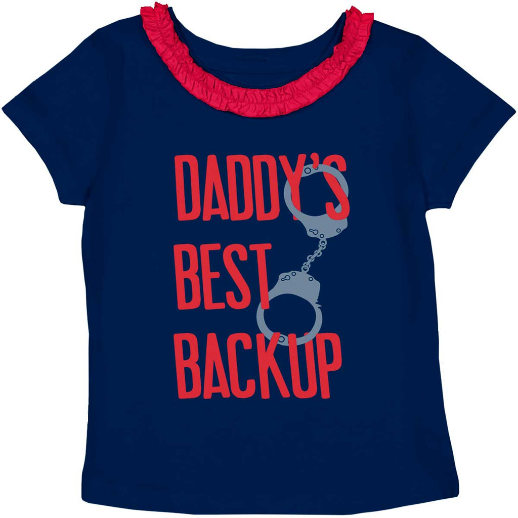 Daddy's Best Backup Toddler Ruffled Trim T-Shirt-Direct To Garment Print-Brisco Baby