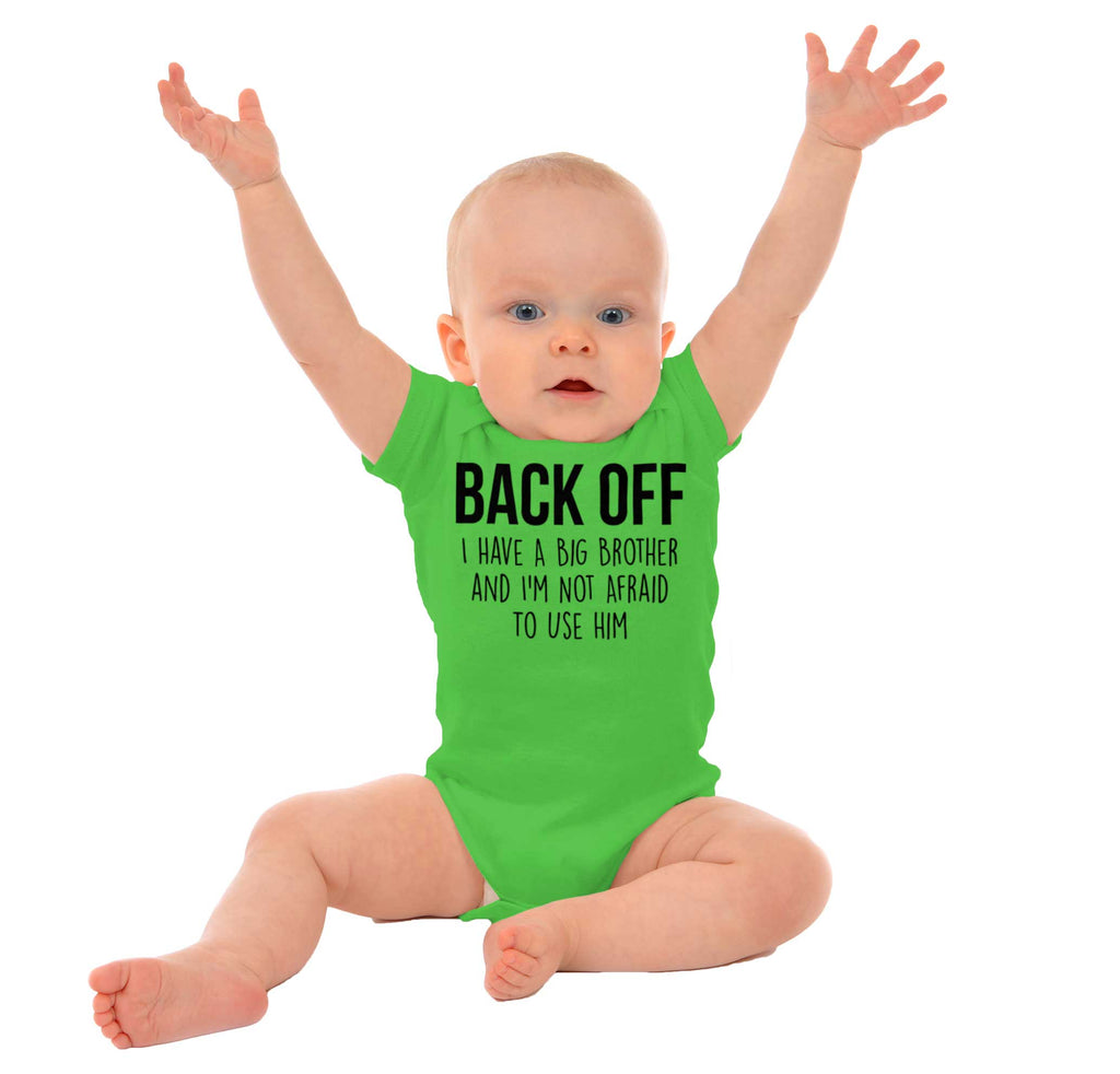 Back Off Have Big Brother Romper Bodysuit-Direct To Garment Print-Brisco Baby