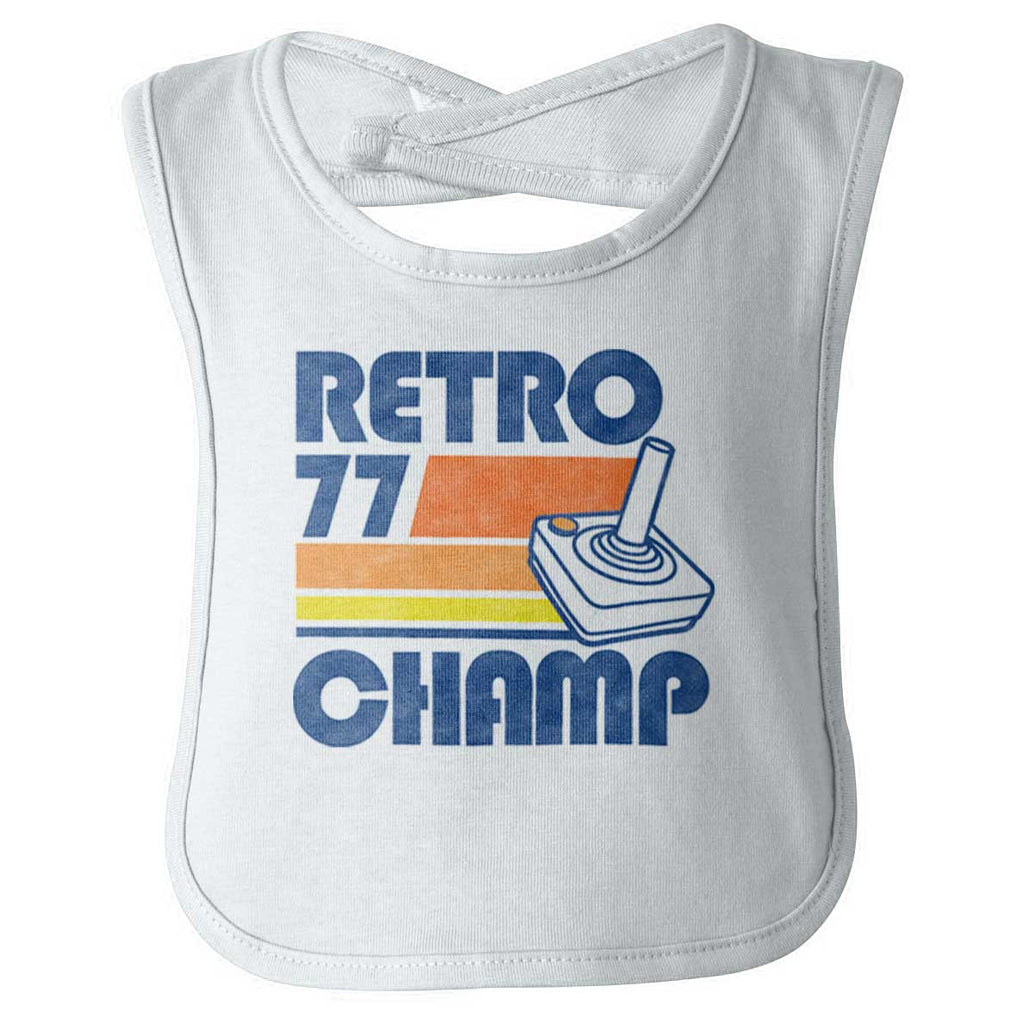 Retro 77 Champ Gamer Dragons Infant Baby Bib-Direct To Garment Print-Brisco Baby
