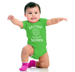 Rolling With My Homies Dungeons Romper Bodysuit-Direct To Garment Print-Brisco Baby