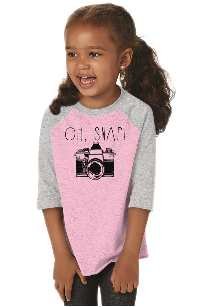 Oh Snap Camera Toddler Baseball-Direct To Garment Print-Brisco Baby