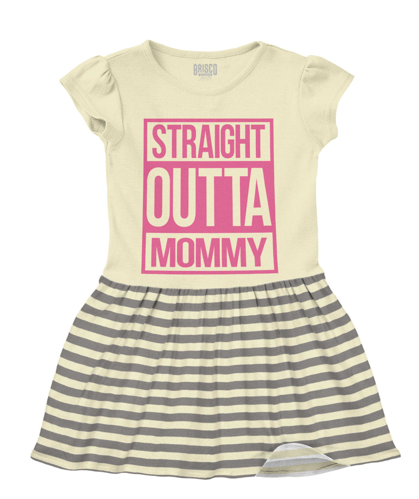 Straight Outta Mommy Baby Striped Skirt Dress-Direct To Garment Print-Brisco Baby