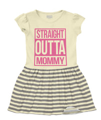Straight Outta Mommy Baby Striped Skirt Dress-Direct To Garment Print-Brisco Baby