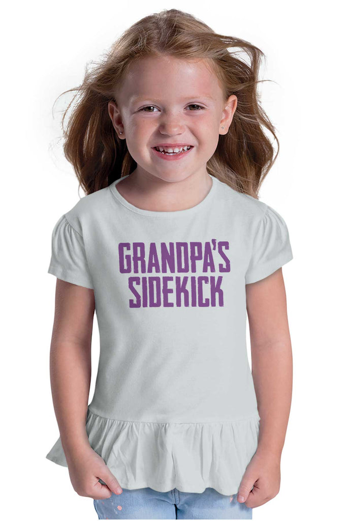 Grandpa's Sidekick Toddler Ruffle Bottom Tee-Direct To Garment Print-Brisco Baby