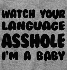 Watch Your Language Romper Bodysuit-Direct To Garment Print-Brisco Baby