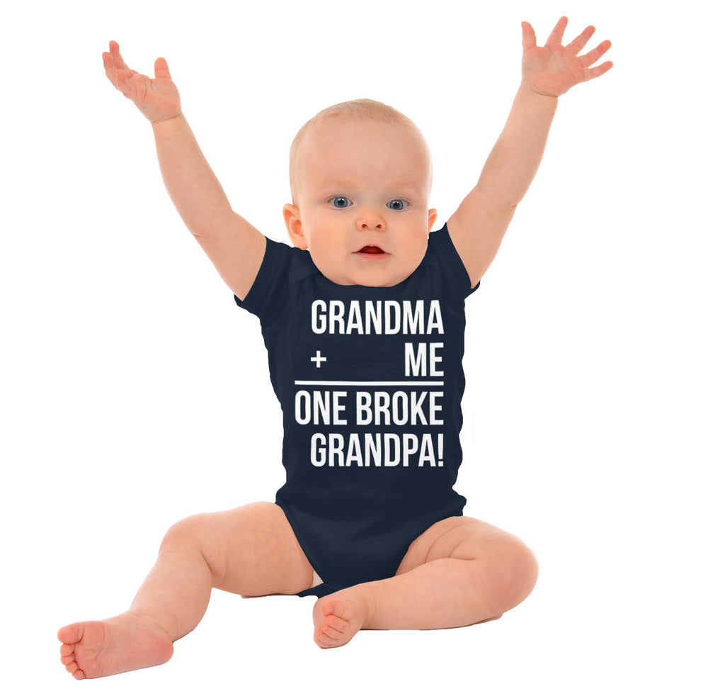 One Broke Grandpa Romper Bodysuit-Direct To Garment Print-Brisco Baby