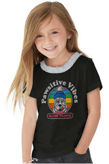 Pawsitive Vibes Toddler Ruffled Trim T-Shirt-Direct To Garment Print-Brisco Baby