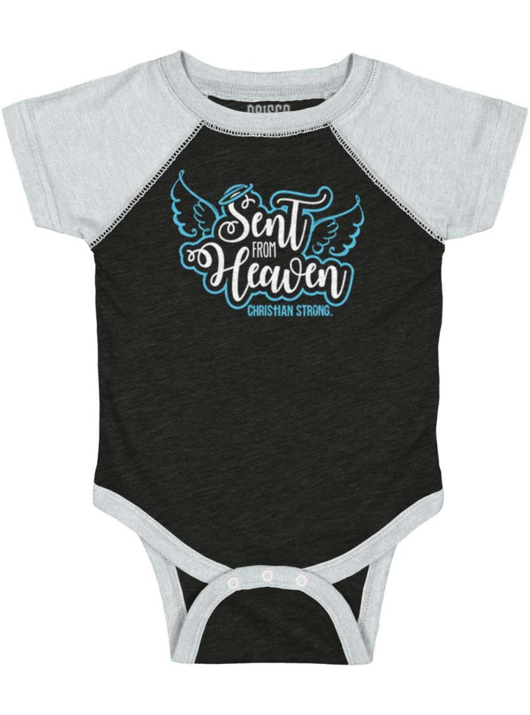 Sent From Heaven Raglan Romper Bodysuit-Direct To Garment Print-Brisco Baby