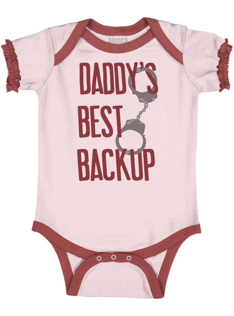 Daddy's Best Backup Baby Ruffled Trim Romper-Direct To Garment Print-Brisco Baby