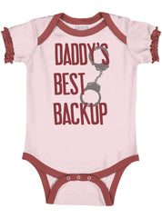 Daddy's Best Backup Baby Ruffled Trim Romper-Direct To Garment Print-Brisco Baby