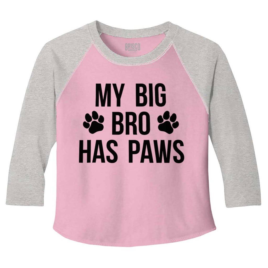 Big Bro Has Paws Toddler Baseball-Direct To Garment Print-Brisco Baby