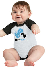 Babysaurus Rex Raglan Romper Bodysuit-Direct To Garment Print-Brisco Baby