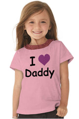 I Heart Daddy Toddler Ruffled Trim T-Shirt-Direct To Garment Print-Brisco Baby