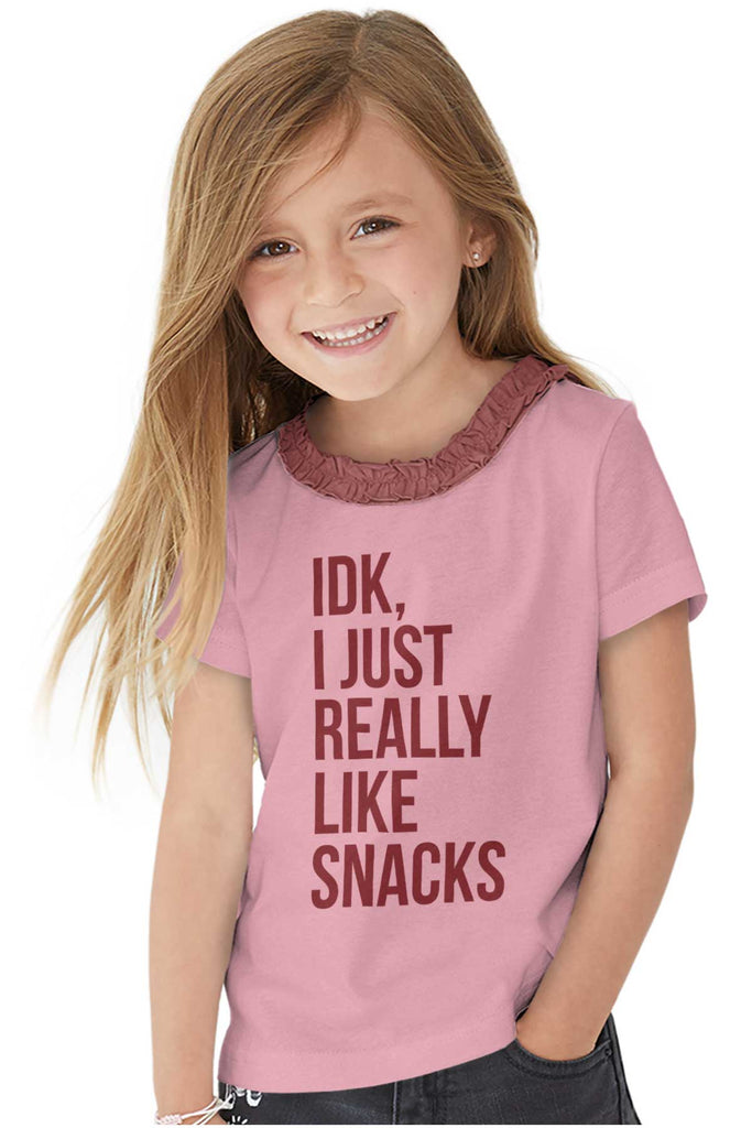 Really Like Snacks Toddler Ruffled Trim T-Shirt-Direct To Garment Print-Brisco Baby