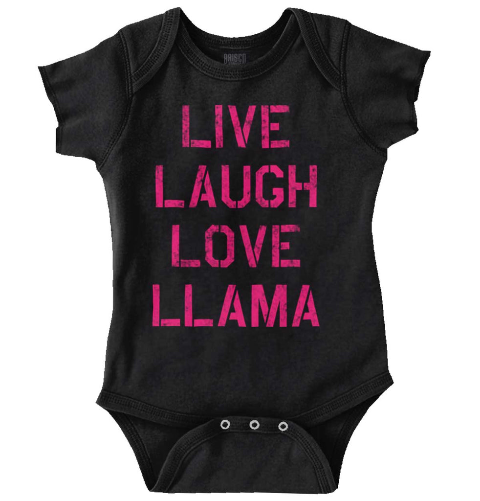 Live Laugh Llama Romper Bodysuit-Direct To Garment Print-Brisco Baby