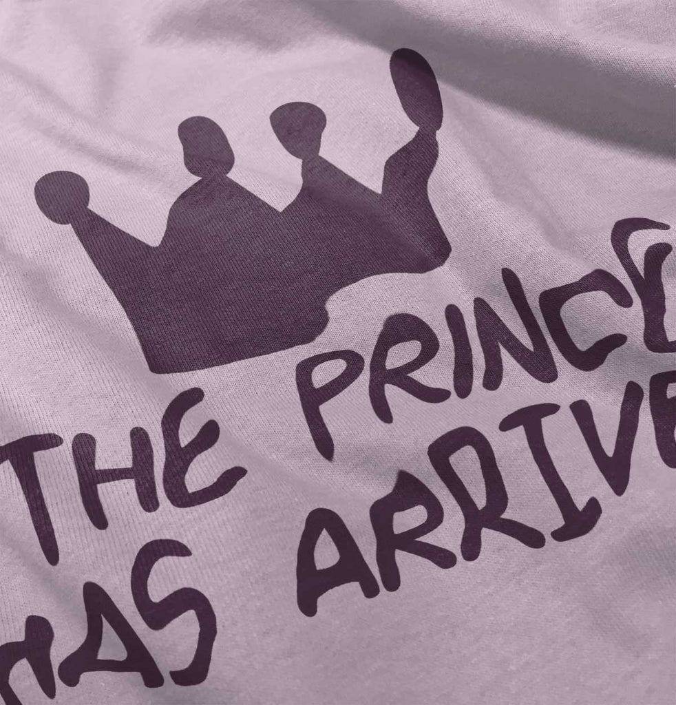 The Prince Has Arrived Infant Baby Bib-Direct To Garment Print-Brisco Baby