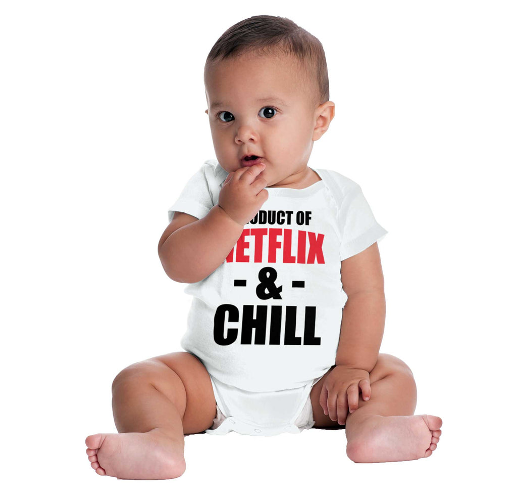 Netflix & Chill Romper Bodysuit-Direct To Garment Print-Brisco Baby
