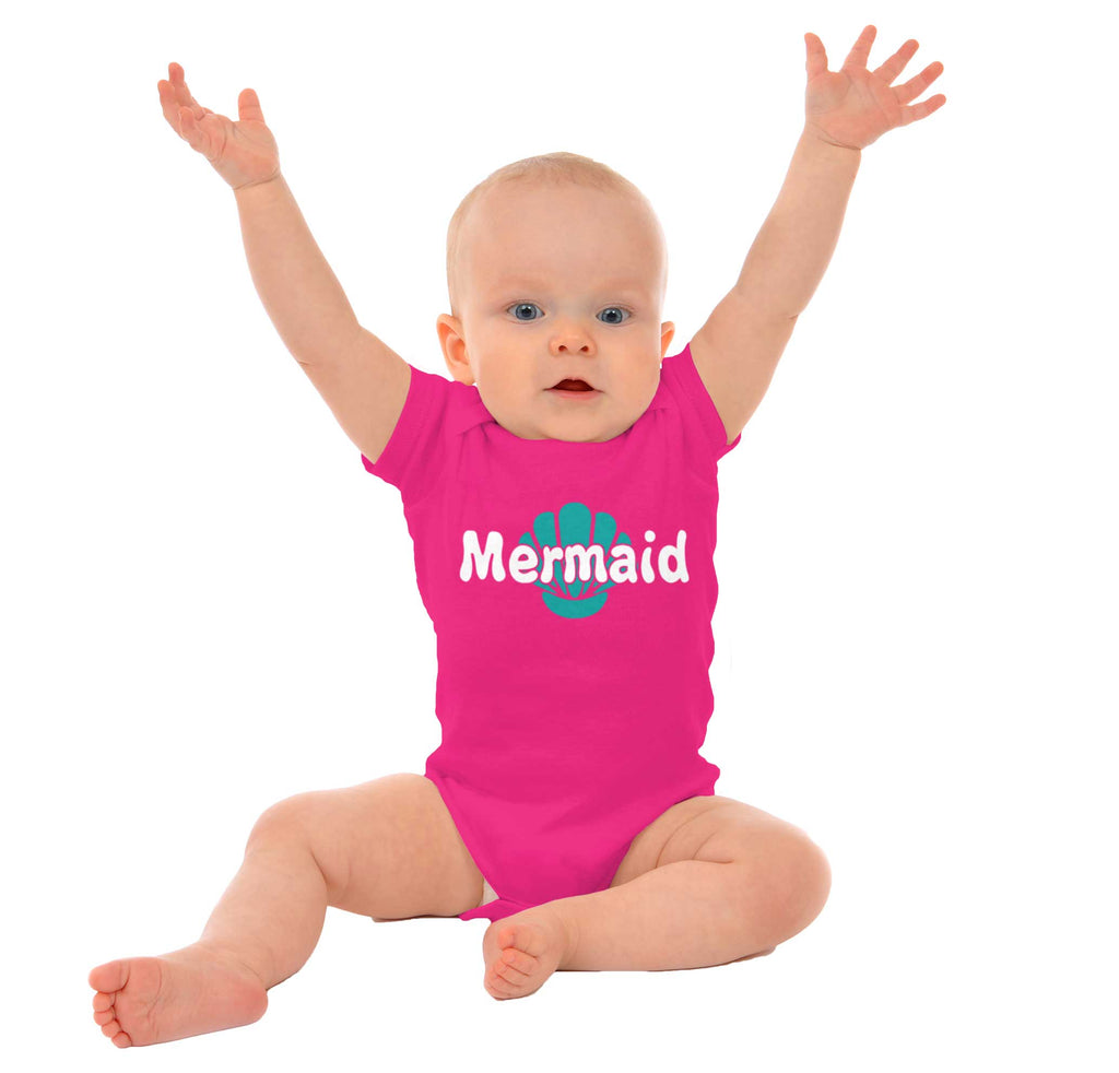 Mermaid Shell Romper Bodysuit-Direct To Garment Print-Brisco Baby
