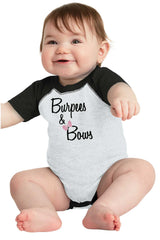 Burpees and Bows Raglan Romper Bodysuit-Direct To Garment Print-Brisco Baby