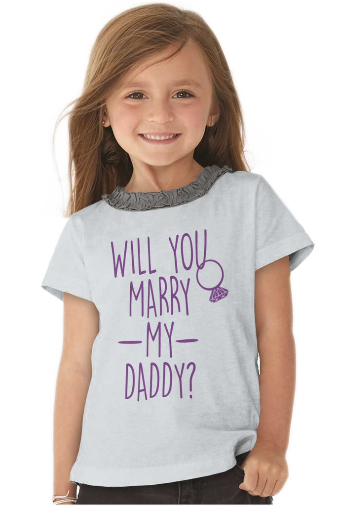Marry My Daddy Toddler Ruffled Trim T-Shirt-Direct To Garment Print-Brisco Baby