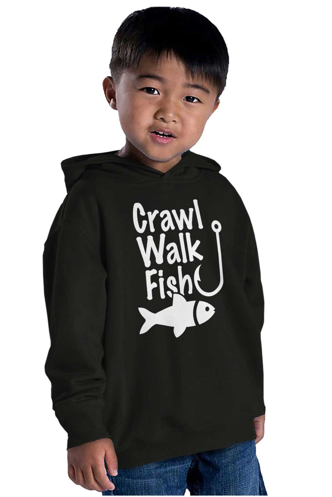 Crawl Walk Fish Toddler Pullover Hoodie-Direct To Garment Print-Brisco Baby