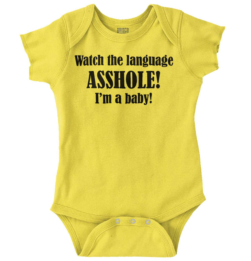 Watch The Language Romper Bodysuit-Direct To Garment Print-Brisco Baby