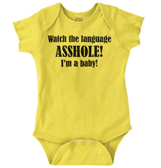 Watch The Language Romper Bodysuit-Direct To Garment Print-Brisco Baby
