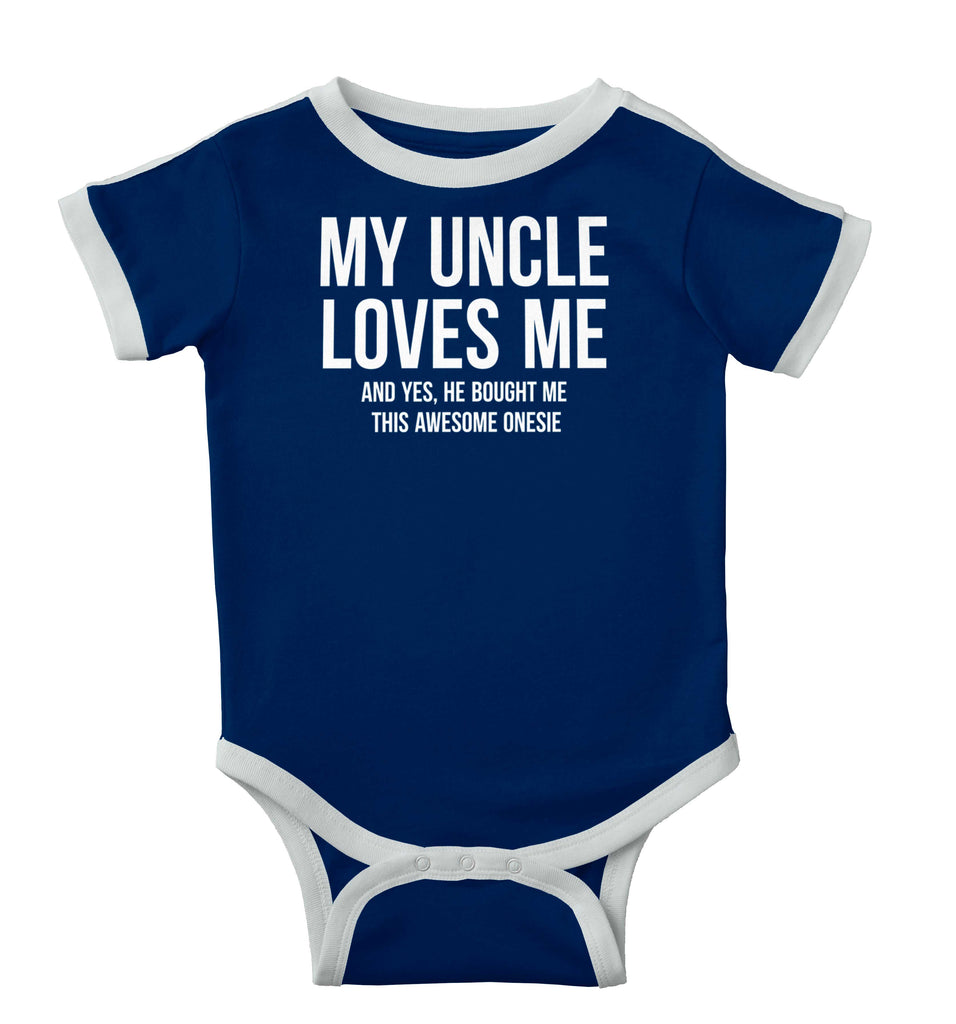 Uncle Loves Me Bough Ringer Romper Bodysuit-Direct To Garment Print-Brisco Baby