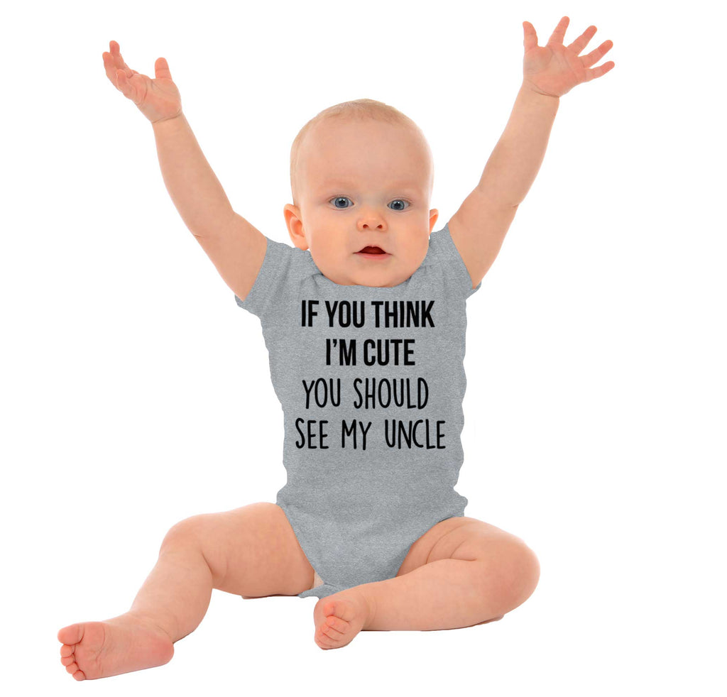 Think I'm Cute See My Uncle Romper Bodysuit-Direct To Garment Print-Brisco Baby