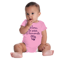Born To Wear Diamond Romper Bodysuit-Direct To Garment Print-Brisco Baby