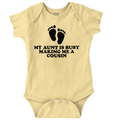 My Aunt Is Busy Romper Bodysuit-Direct To Garment Print-Brisco Baby