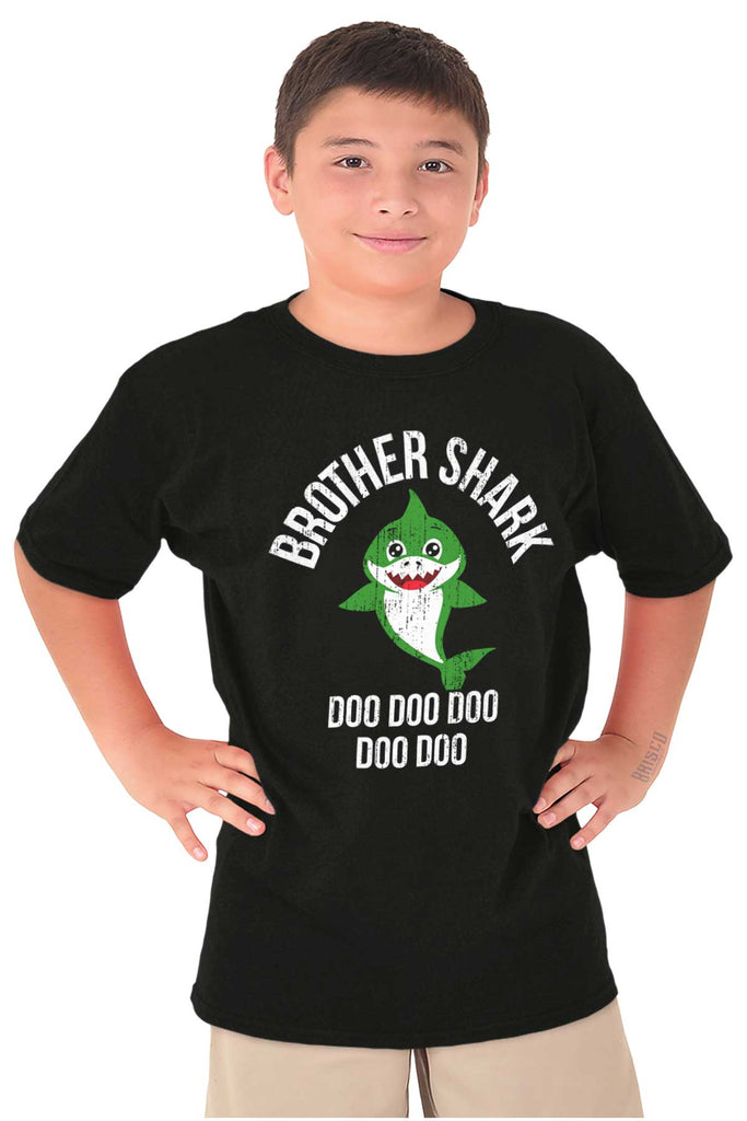Cartoon Brother Shark Youth T Shirt-Direct To Garment Print-Brisco Baby