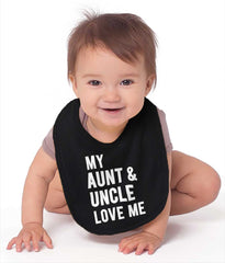 Aunt And Uncle Love Me Infant Baby Bib-Direct To Garment Print-Brisco Baby