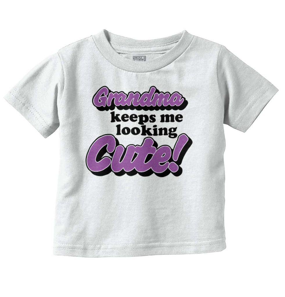 Grandma Keeps Me Cute Infant Toddler T Shirt-Direct To Garment Print-Brisco Baby