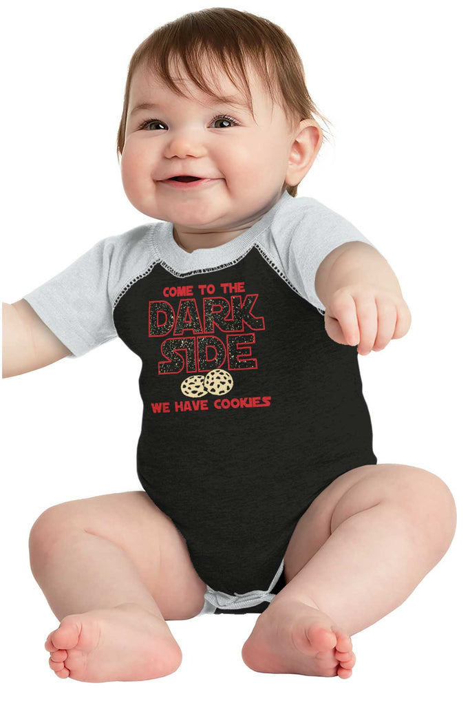 Come To The Dark Side Raglan Romper Bodysuit-Direct To Garment Print-Brisco Baby