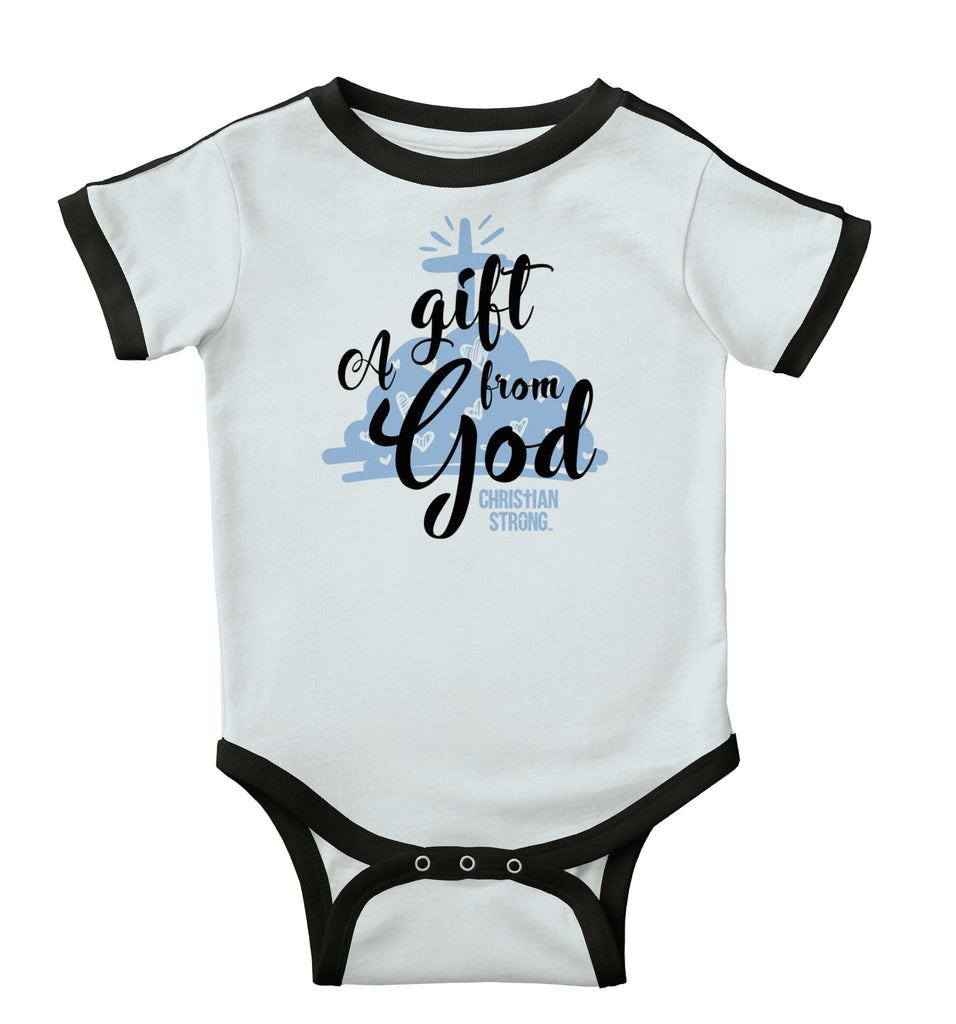 Gift From God Ringer Romper Bodysuit-Direct To Garment Print-Brisco Baby
