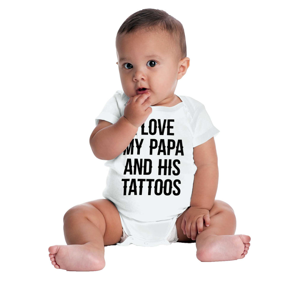 I Love Papa And Tattoos Romper Bodysuit-Direct To Garment Print-Brisco Baby
