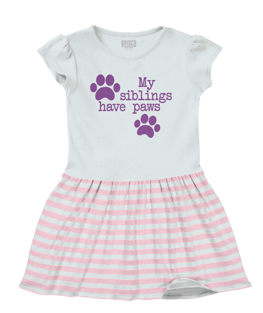 Siblings have paws Baby Striped Skirt Dress-Direct To Garment Print-Brisco Baby