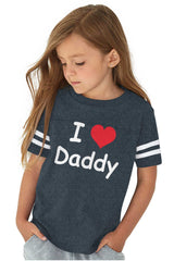 I Heart Daddy Toddler Football Jersey Tee-Direct To Garment Print-Brisco Baby