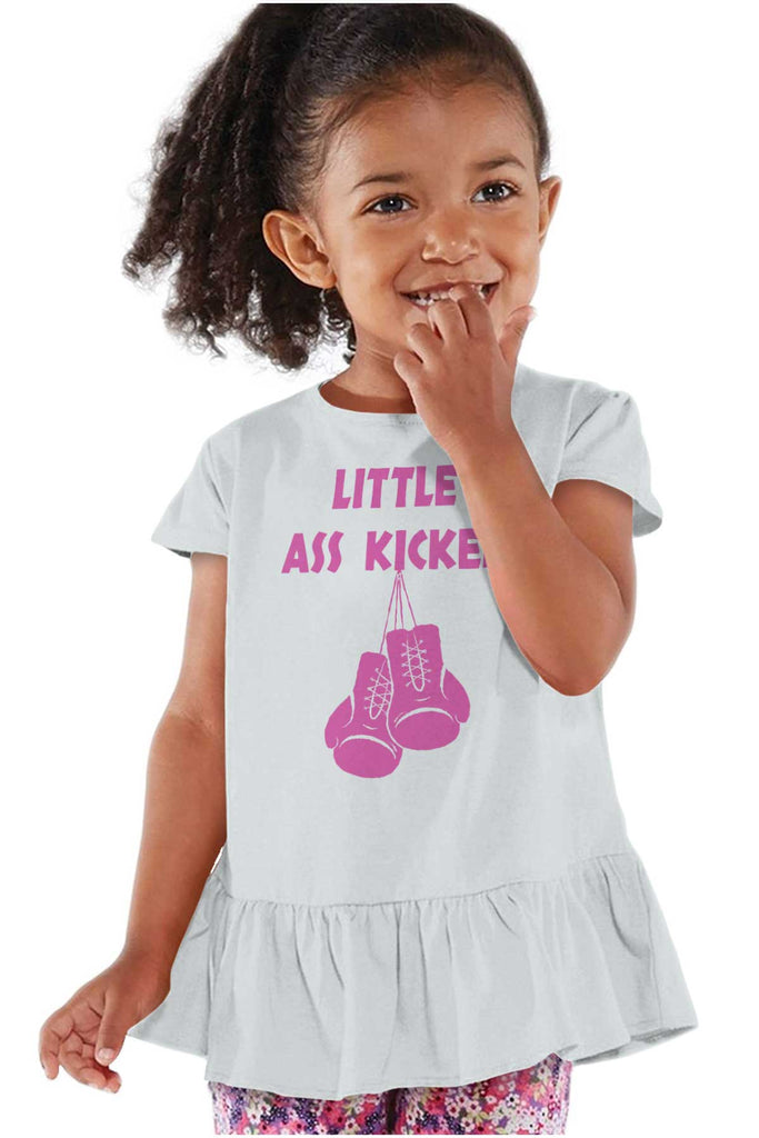 Little Ass Kicker Toddler Ruffle Bottom Tee-Direct To Garment Print-Brisco Baby