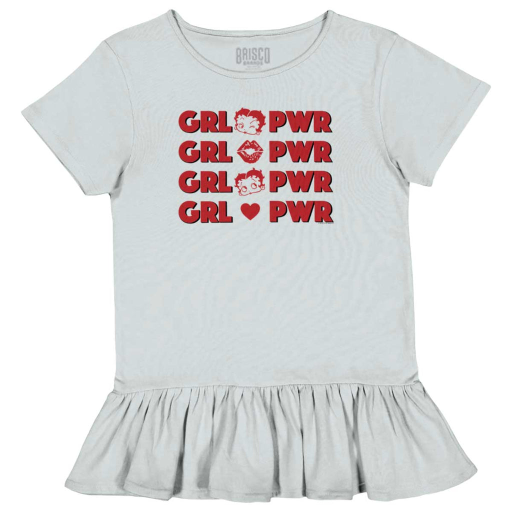 Girl Power Toddler Ruffle Bottom Tee-Direct To Garment Print-Brisco Baby