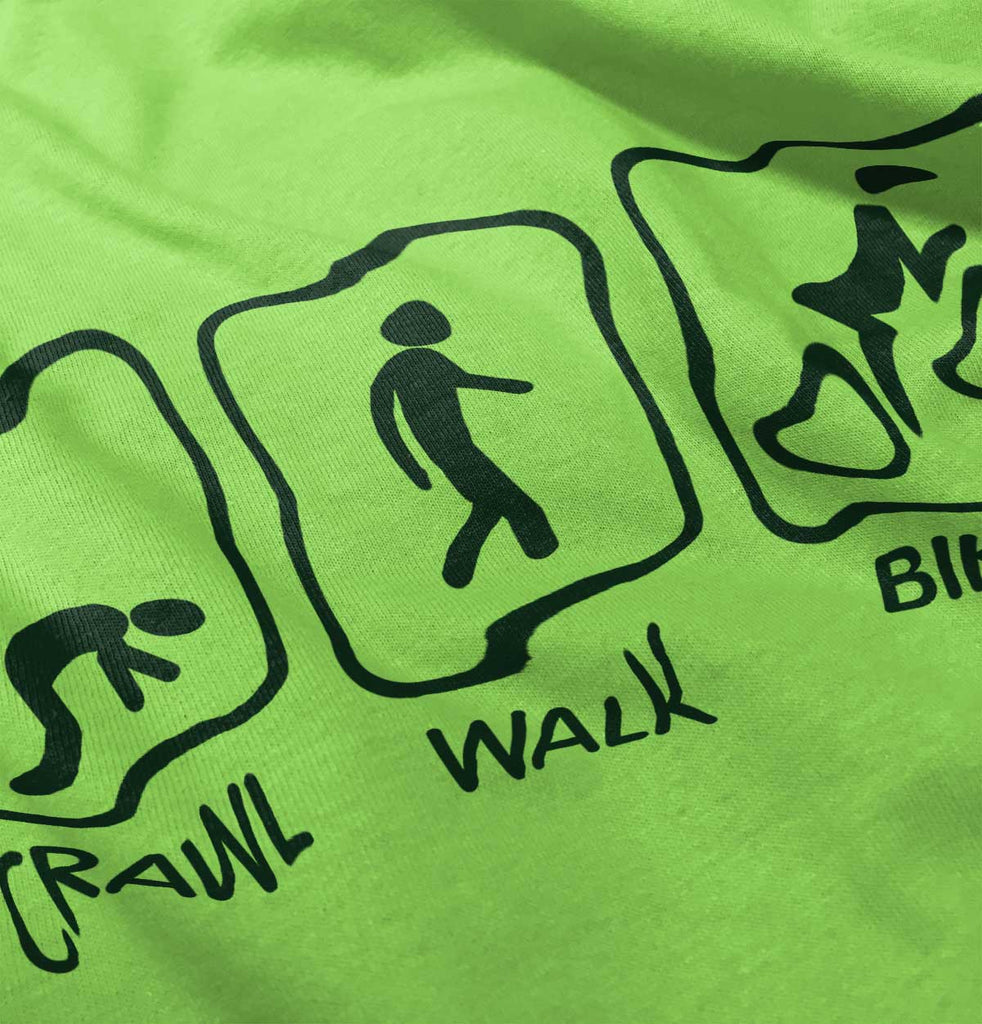 Crawl Walk Bike Romper Bodysuit-Direct To Garment Print-Brisco Baby